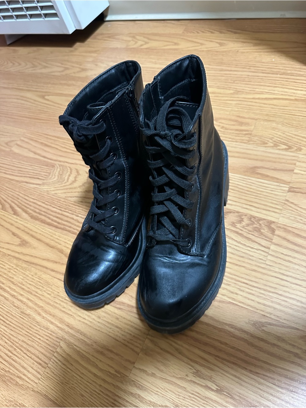 Black Lace-Up Combat Boots - Women